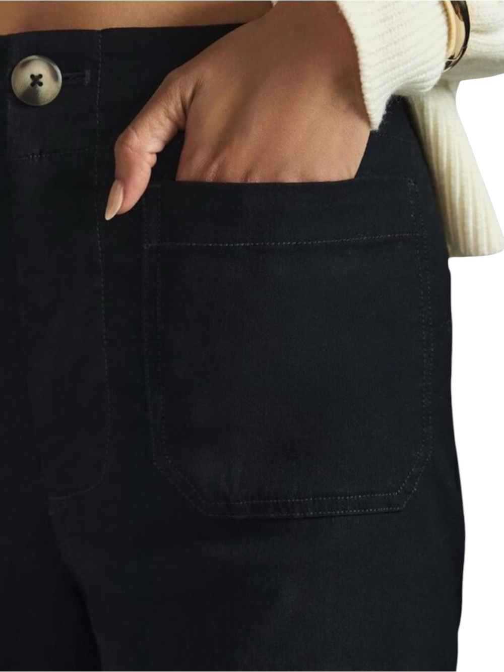 MAEVE “The Colette” Cropped Wide Leg Cotton Blend Pants in Black Size - Picture 3 of 7